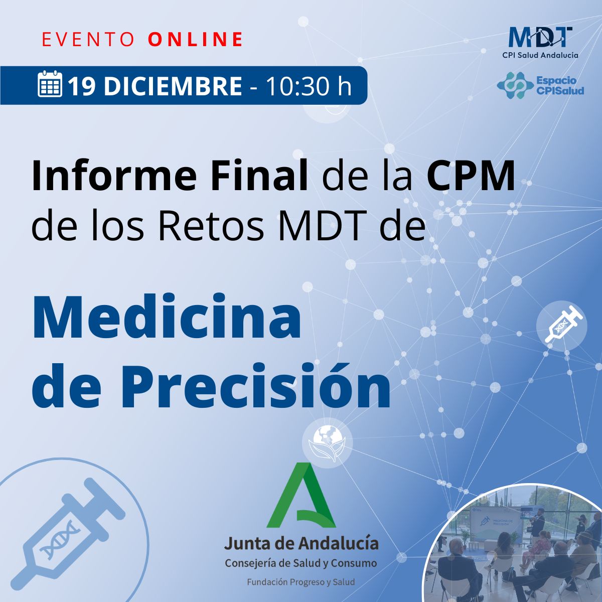Presentación online de los Informes Finales de las CPM de los Retos del Mapa de la Demanda Temprana de Medicina de Precisión